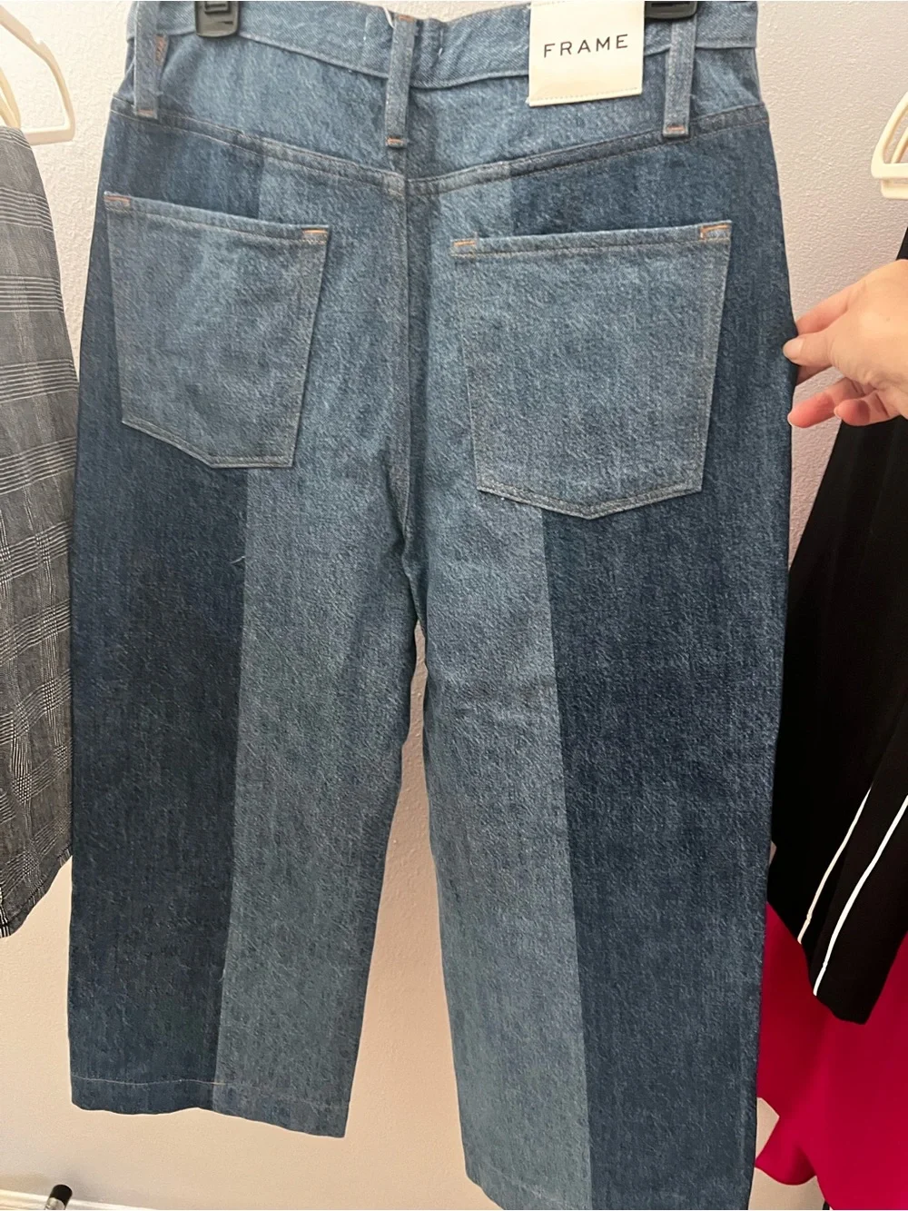 Frame Denim Two-Tone Blue High-Rise Wide-Leg Jeans